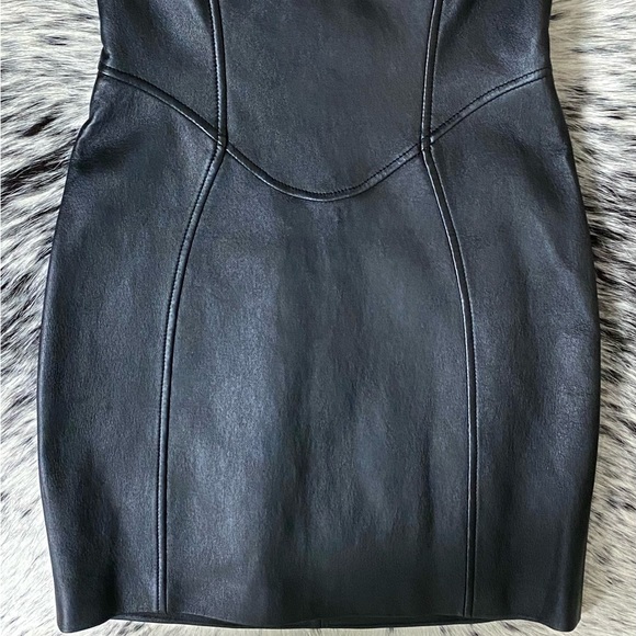 ALEXANDER WANG STRETCH LEATHER BUSTIER “LITTLE BLACK DRESS”, SZ 4 BLACK - Picture 11 of 16